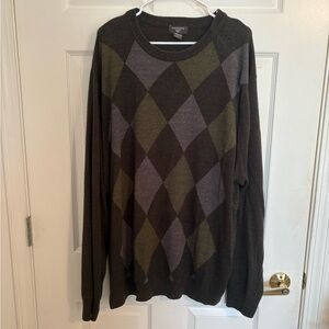 Dockers Men's Argyle Crewneck Sweater - Olive and Charcoal
